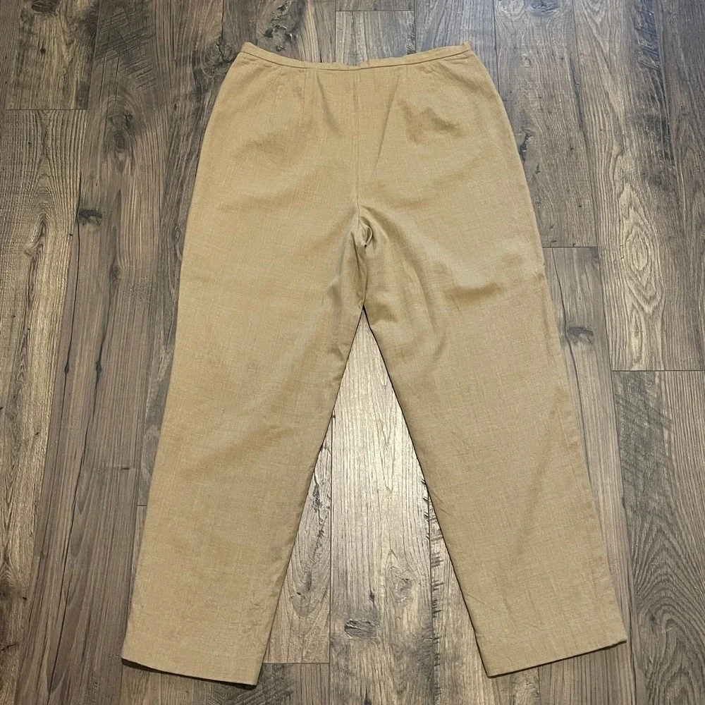 Talbots Petites Tan Beige Italian 99% Wool/Blend Straight Leg Trousers Size 12P